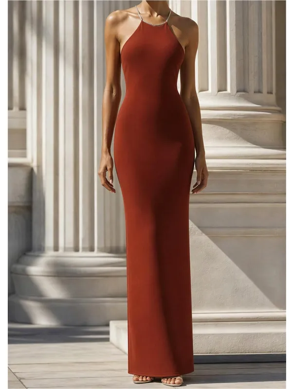 NOOKIE Lexi Chain Gown, Rust, XS - Image 2