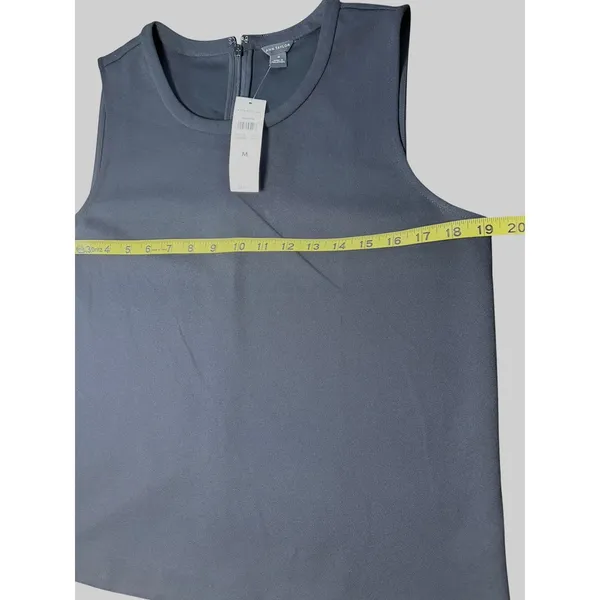 Ann Taylor Womens Black Sleeveless Shell Top Crew Neck Zip Back Size M New - Image 4
