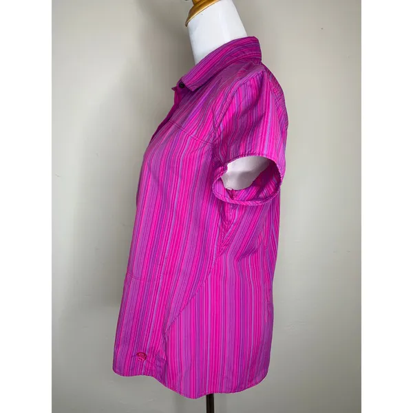 Mountain Hardwear Pink Striped Gorpcore Hiking Shirt Sz 10 - Image 2