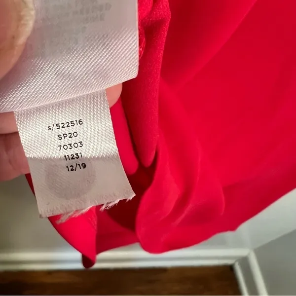 Ann Taylor Women's Size Medium‎ Blouse Red Pink Short Ruffle Sleeve Boatneck - Image 7