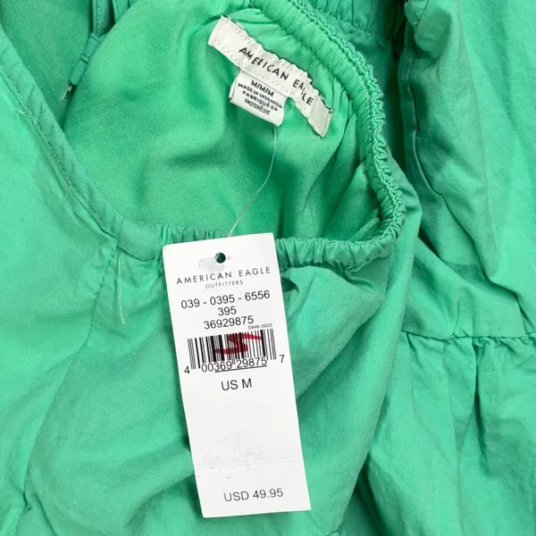 American Eagle Green‎ Tiered Halter Mini Dress Smocked Babydoll Medium NEW Boho - Image 2