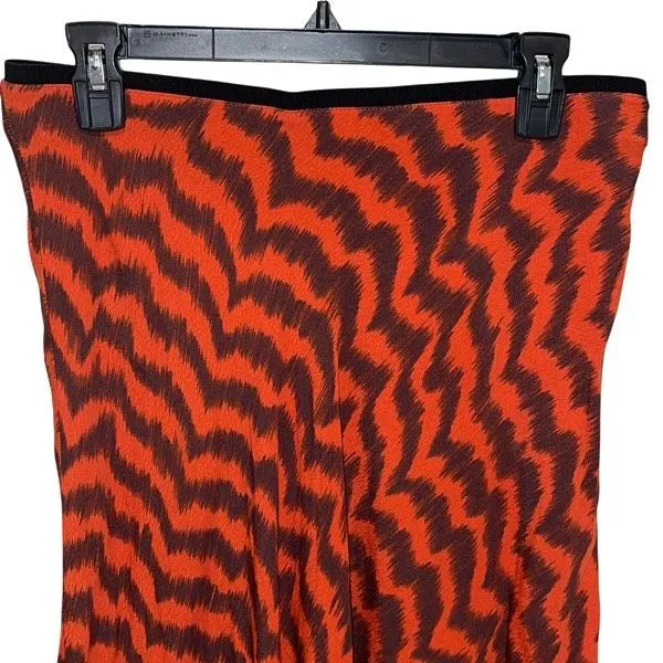 Mango Womens Animal Print Elastic Waist Flowy Midi Skirt Red Orange Black Size L - Image 3