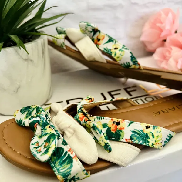 Liliana White Tropical Bow Sandals - Image 7