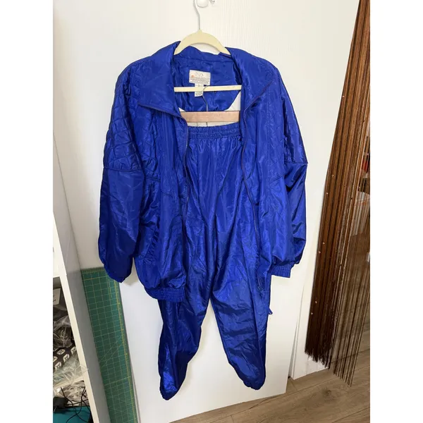 Vintage Active Horizon Royal Blue Tracksuit Set Jacket Pants 1X Retro 90s Sport - Image 4
