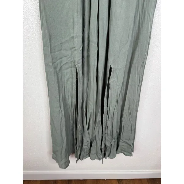 Baltic Born Jennifer Deep V Ruffle Maxi Dress Sage Green Boho Gown XS - Image 6
