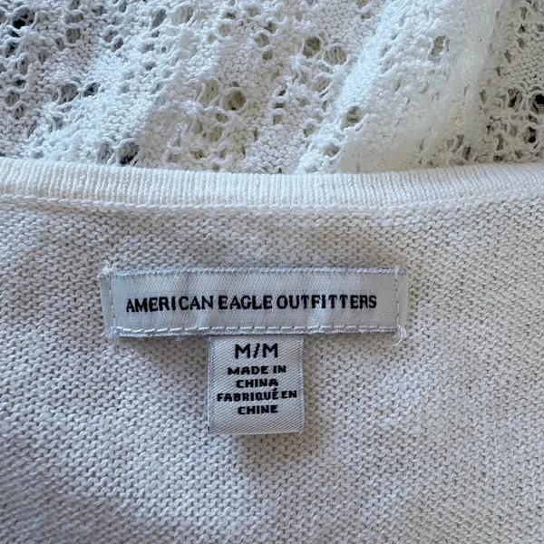 American Eagle Outfitters Cream Crochet Midi Dress - Image 4