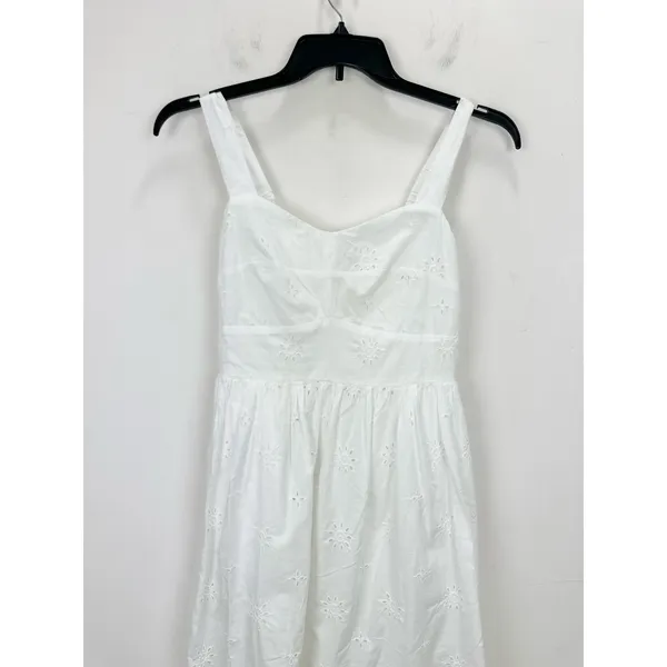 NEW J.Crew Eyelet Midi Dress Cotton Cottagecore Pockets Retro A Line White US 6 - Image 5
