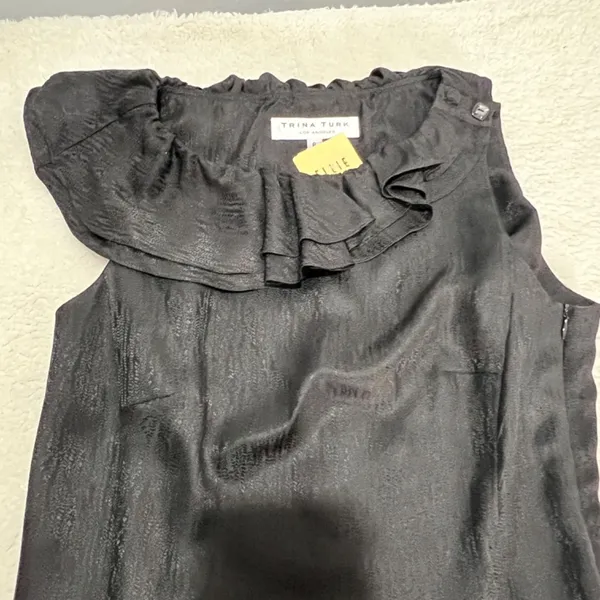 NWOT- Trina Turk Black Silk Sleeveless Top Size 6 - Image 3