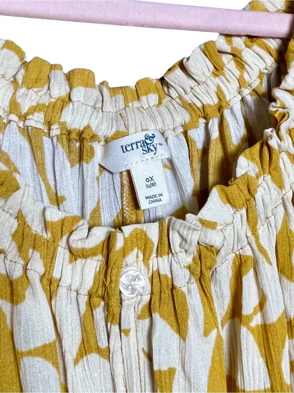 Terra & Sky Off the Shoulder Blouse Size 14W ~ Whimsical Cottage Core Vibe ~ Loose Fit - Image 2