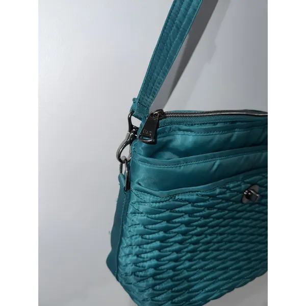 Lug Adagio‎ Shoulder Crossbody Bag RFID Protection Turn Key Lock Emerald Teal M - Image 3