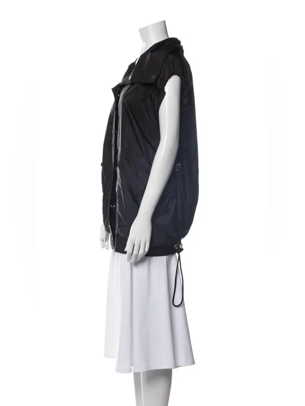 Burberry London Oversized Black Nylon Logo Drawstring Vest - Image 8