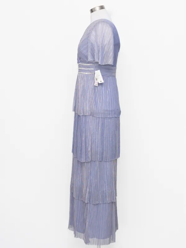 R&M Richards - Tiered Metallic Pleated Rhinestone Waist Gown - Image 6
