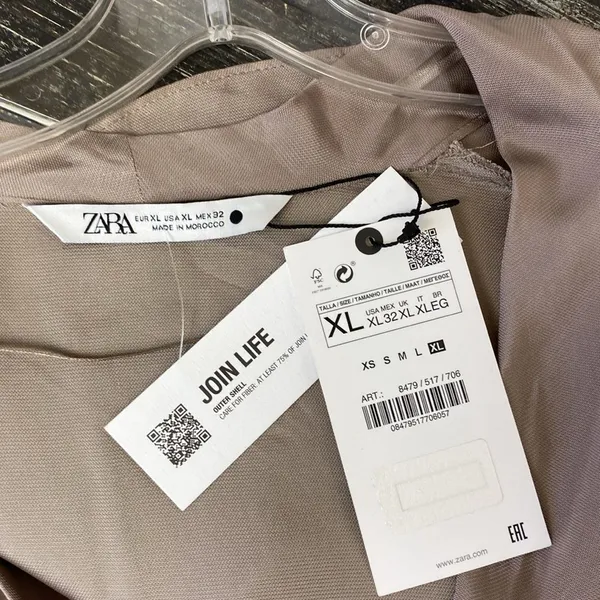Zara Brown Taupe Long Bell Sleeve Drape Wrap Blouse Top NEW XL - Image 9