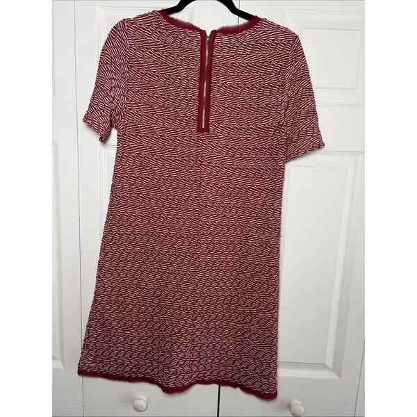 Maeve Textured Shift Dress Womens Size‎ M Burgundy Fringe Anthropologie Boho - Image 4