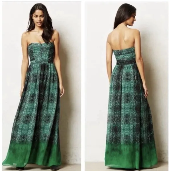 Moulinette Soeurs Vernalis Green Strapless Maxi Dress Size 2 A Line - Image 2
