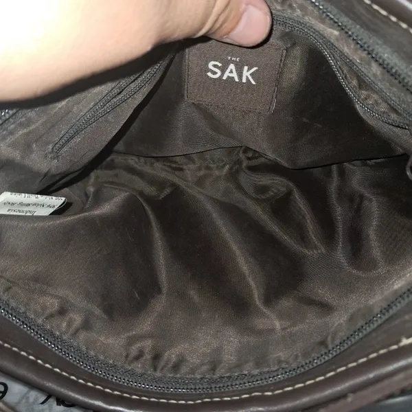 The Sak Brown Woven Tote Shoulder Bag with Leather Trim - Image 5
