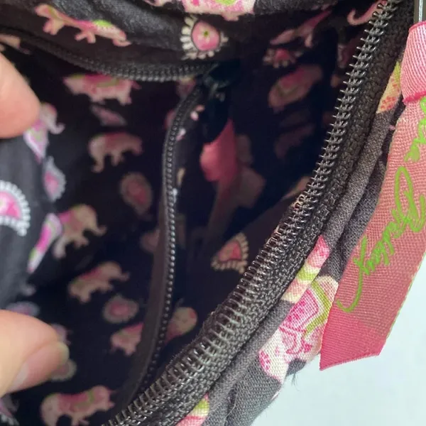 Vera Bradley Elephant Print Black Pink Purse Handbag‎ Paisley Vintage Shoulder - Image 10