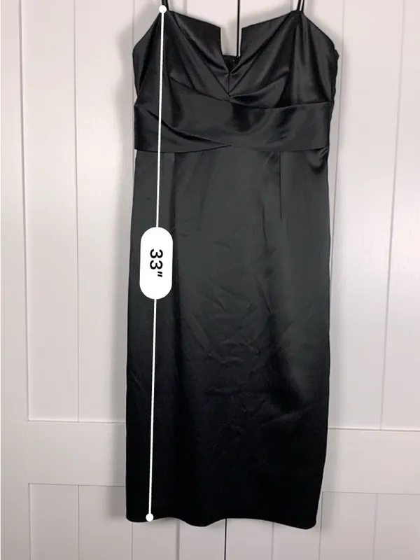 White House Black Market Dress Size 6 Black Satin Sweetheart Cocktail Sheath - Image 10