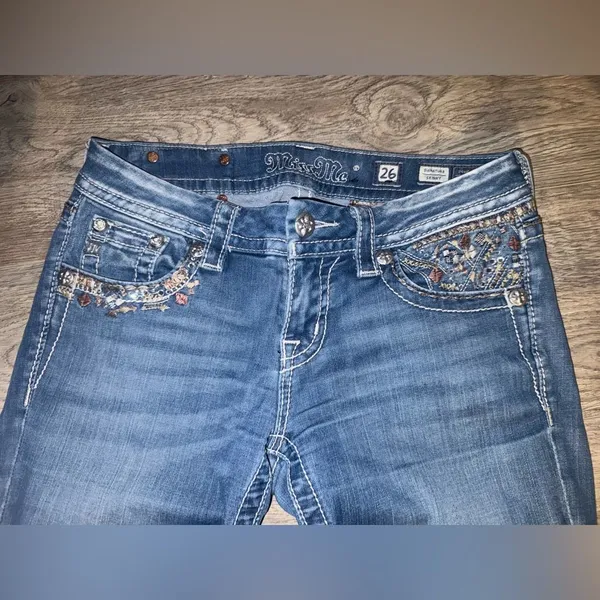 Miss Me Signature Skinny rhinestone embellishments denim low waist jeans 26 - Image 6