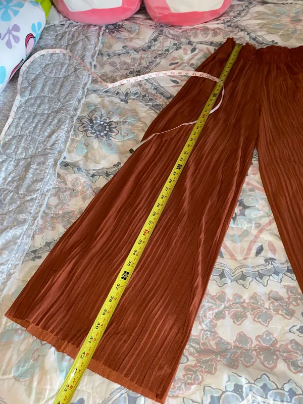 Macy's Burnt Orange Wide Leg Tie Waist Palazzo Pants XS - Image 7