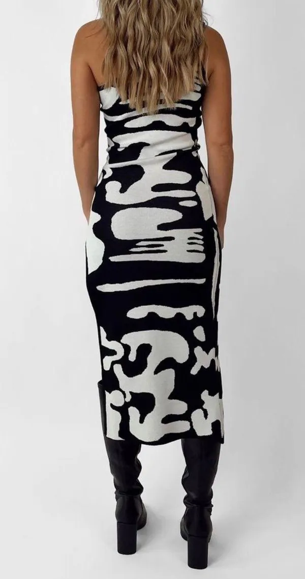 Asymmetrical Knit Midi Dress Multiple - Image 4