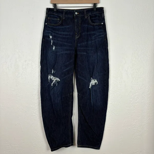 Pilcro Anthropologie The Bow Boyfriend Dark Wash Distressed Jean Size 30 - Image 2