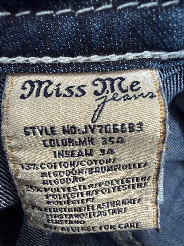 Miss Me Dark Blue Flare Jeans with Contrast Stitching - Image 7