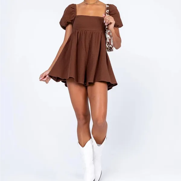 Princess Polly Lorna Romper Brown - Image 3