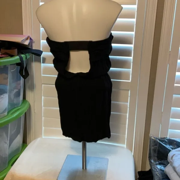 Papaya Black Ruched Strapless Bodycon Dress - Image 3