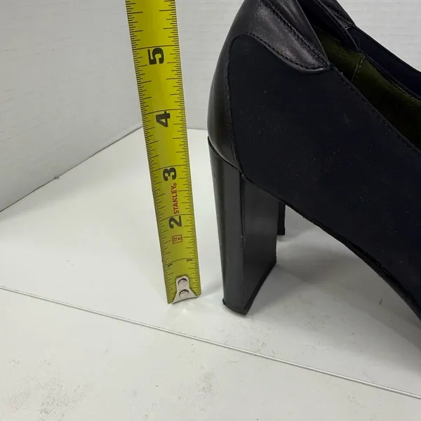 Donald J Pliner Black Stretch Crepe Block Heel Shootie Pumps size 9 - Image 7