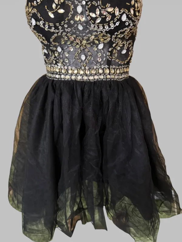 Black Embellished Beaded Cocktail Dress Size 2 - Image 3