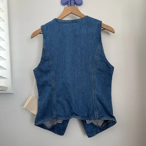 Mother Medium NEW The Vested Interest Scoot This Way‎ High Neck Denim Office - Image 2