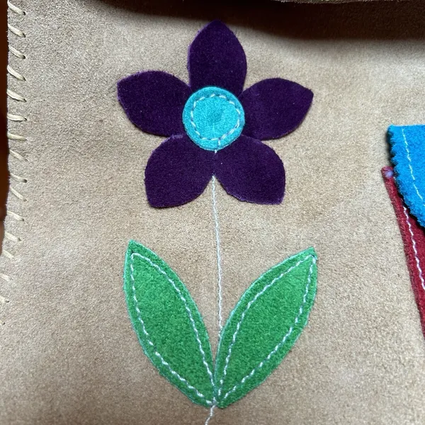 VTG Mexico Handmade Artisan Leather Suede Crossbody Purse Bag Retro Boho Tan - Image 5