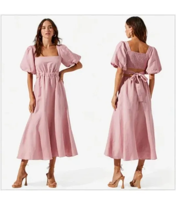 ASTR Angeles Puff Sleeve Cutout Dress - Image 5