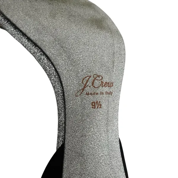 J. Crew D'orsay Sandals Silver Glitter Satin Bow Size 9M Chic Statement Heels - Image 9
