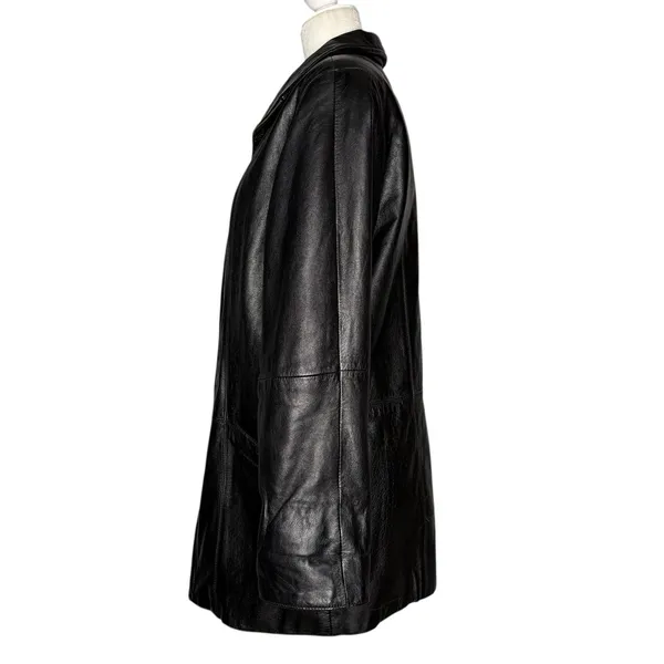 Wilson's Leather Genuine Leather Women's Blazer Jacket Size XS Black Pockets Long Length - Image 4