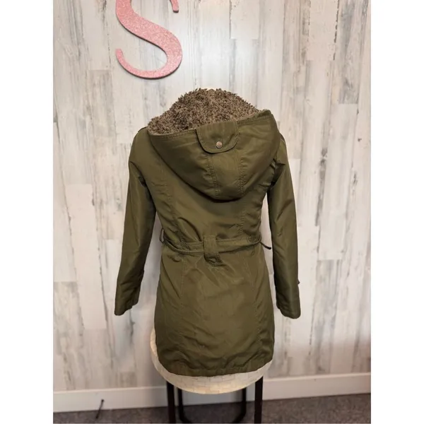 JYY Faux Fur Jacket Removable Raincoat Green Size S - Image 4