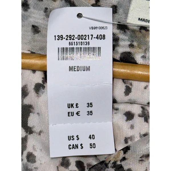 NWT Abercrombie & Fitch White Black Floral Mesh Ruched Sleeveless Blouse Size M - Image 7