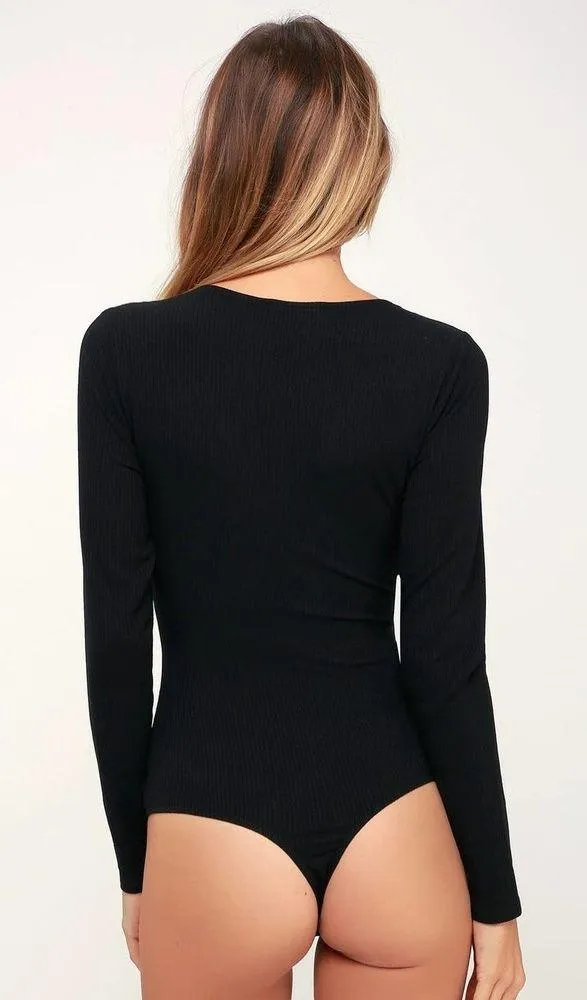 Lulu's Come Back To You Black Lace Long Sleeve Bodysuit S - Image 9