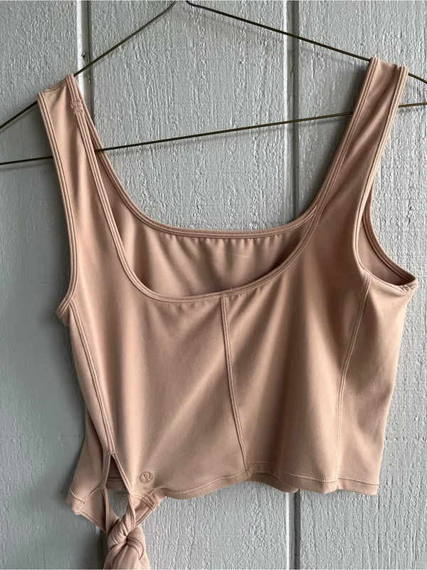 Lululemon Get Centered‎ Crop Tank Tie Waist in Beech Wood Beige Tan Nude Size 8 - Image 6
