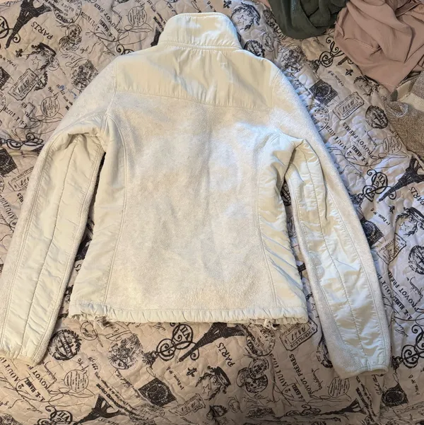 White Fleece Zip Up Jacket - Image 2