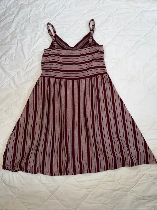 Universal Threads Burgundy and Cream Striped Spaghetti Strap Dress - Image 4