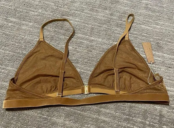 SKIMS Sparkle Glissenette Front Close Triangle Bralette Tan Brown Chai 3X NWT - Image 2