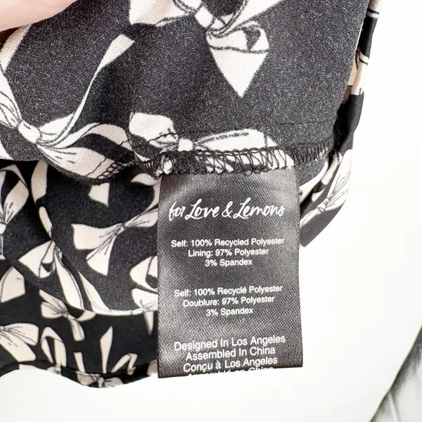 For Love & Lemons Womens Angelica Bow Print‎ Coquette Puff Sleeve Mini Dress XS - Image 6