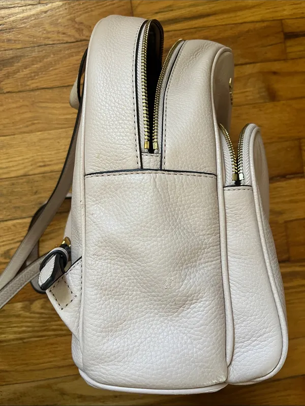 Michael Kors Light Pink Pebbled Leather Backpack with Gold Logo - Image 8