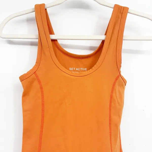 SET ACTIVE Womens Orange Sportbody Athleisure Shortysuit Athletic Romper Size M - Image 2