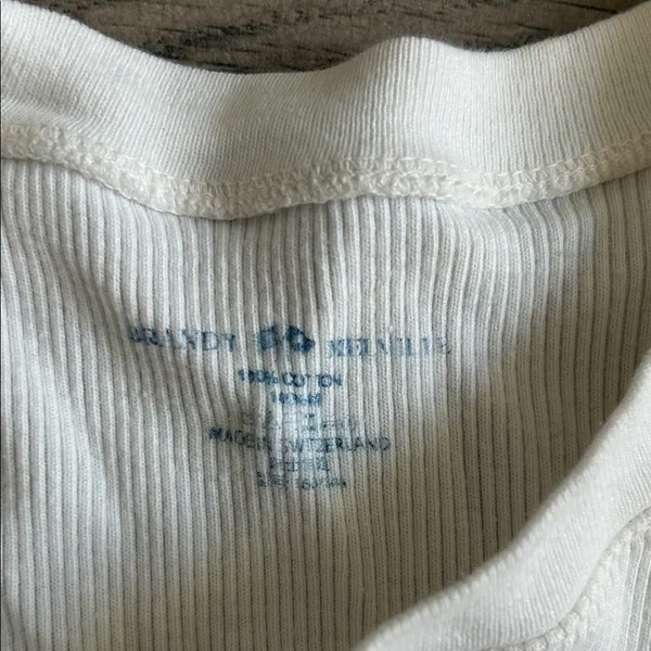 Brandy Melville Cream Ribbed Short Sleeve Tee - Image 3