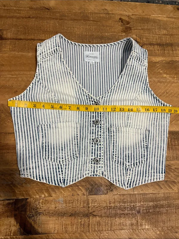 RE generation Celebrity Pink Distressed Denim Vest - Image 6