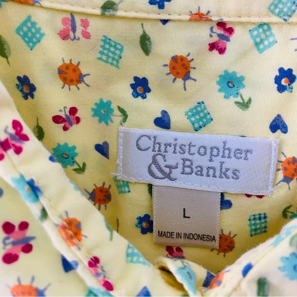 VINTAGE CHRISTOPHER & BANKS Ladybug Butterfly Flower Hearts Shirt - Image 6