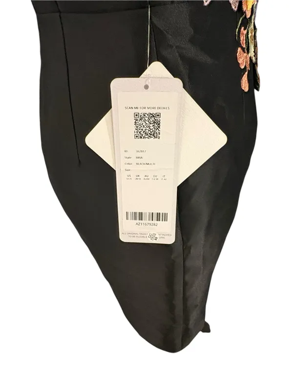 Azazie Atelier Bria Dress Size 6 Black 3D Floral Embroidered Mini NWT - Image 8